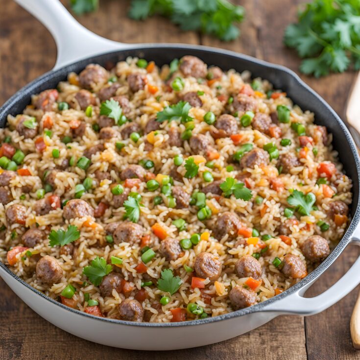 Ground Sausage and Rice Skillet