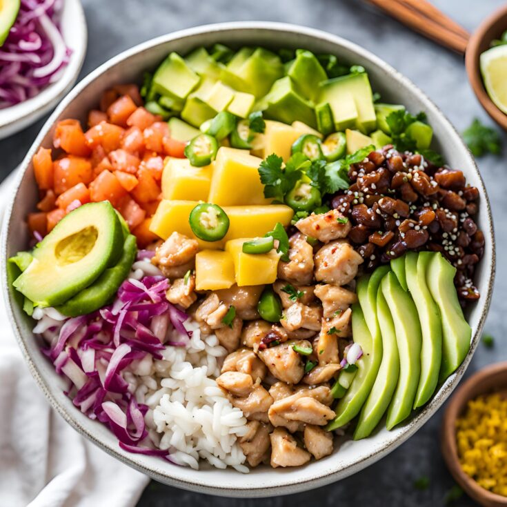 Hawaiian Inspired Chicken Poke Bowl Recipe