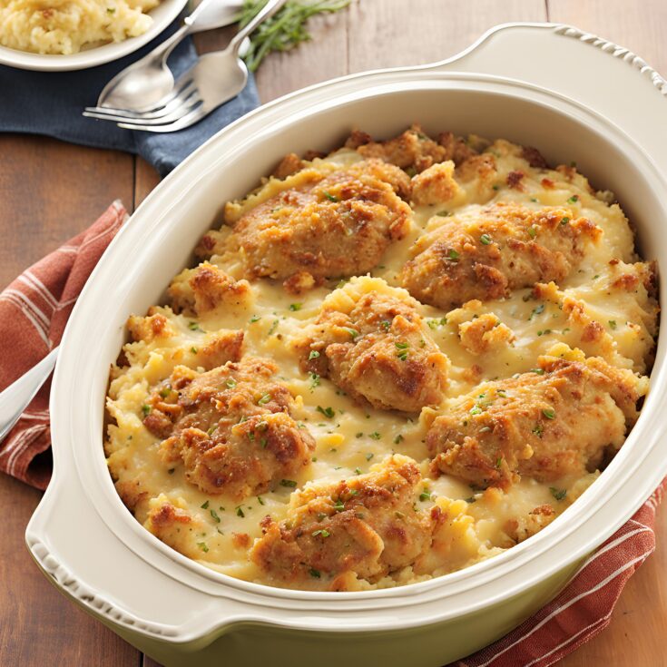 Mashed Potato Casserole with Crispy Chicken Recipe