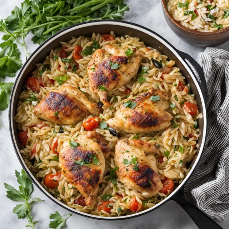 One Pot Greek Chicken and Orzo Recipe