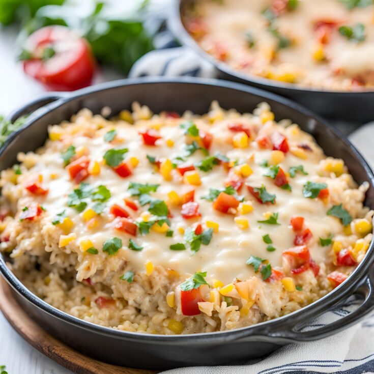 Queso Chicken and Rice Bake