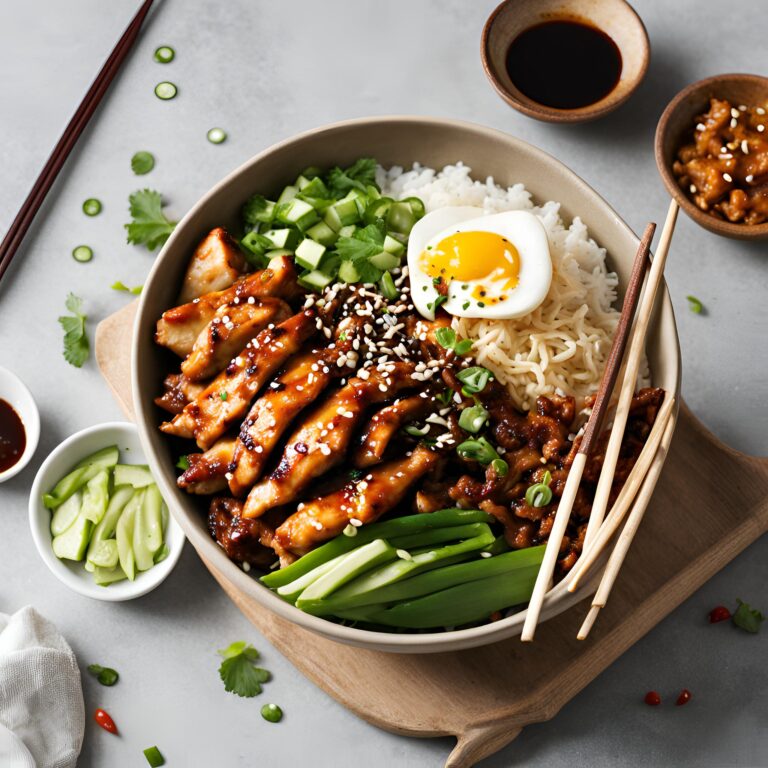 Spicy Korean BBQ Chicken Rice Bowl