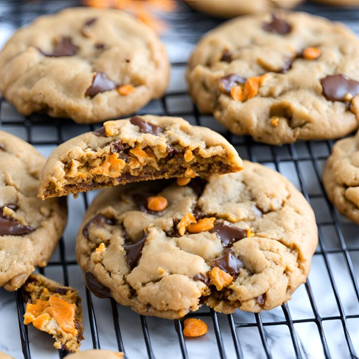 Thick and Chewy Peanut Butter Butterfinger Cookies