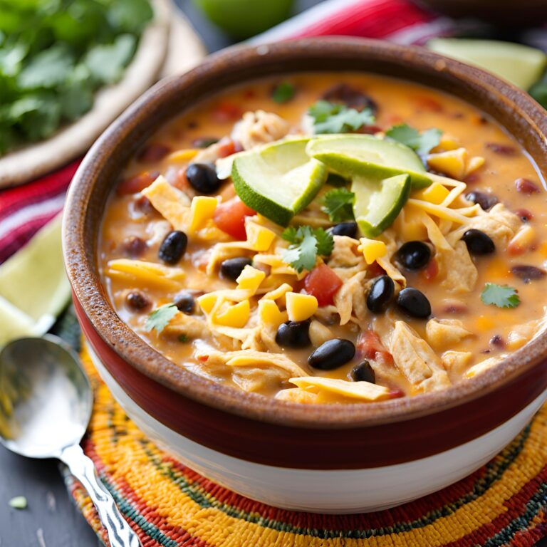 Cheesy Southwestern Chicken Tortilla Soup Recipe