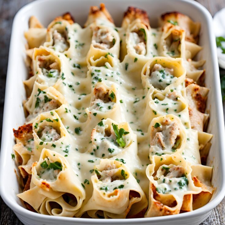 Chicken Alfredo Lasagna Roll Ups Recipe