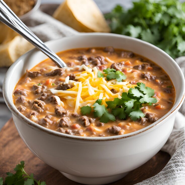 Creamy Cheesy Ground Beef Taco Soup Recipe