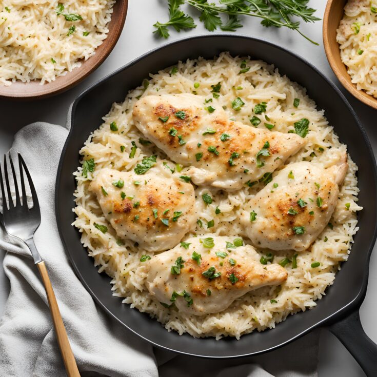 One-Pan Creamy Parmesan Chicken and Rice