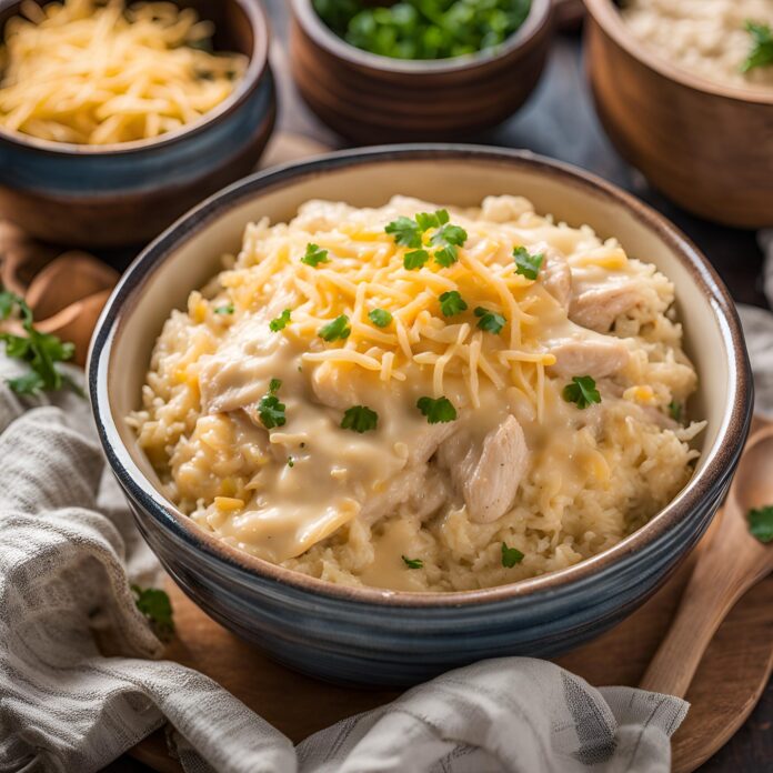 Slow Cooker Cheesy Chicken and Rice Recipe
