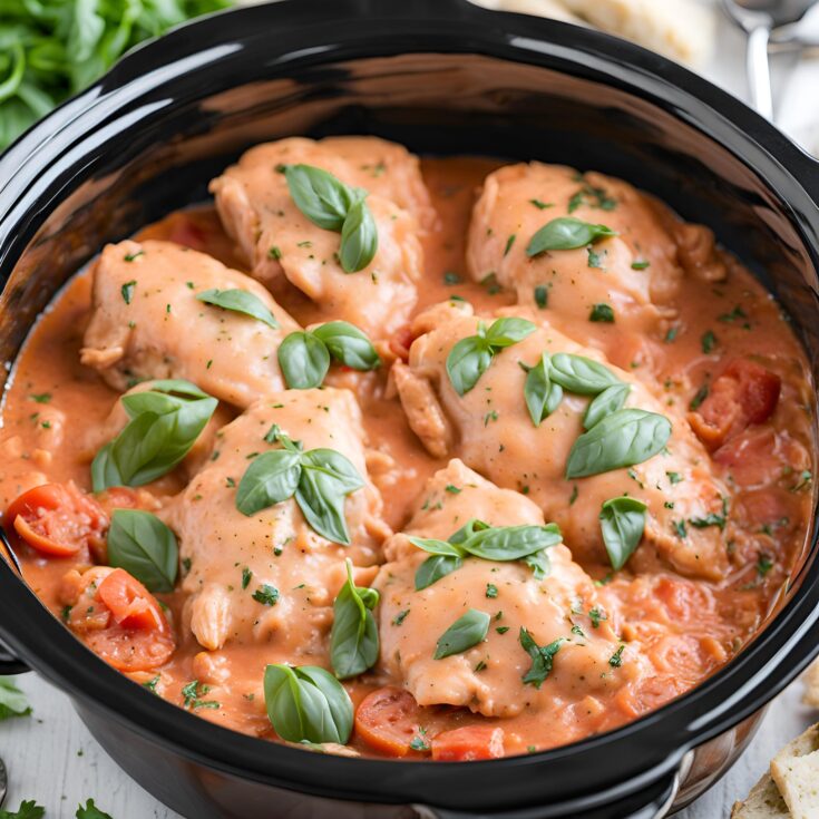 Slow Cooker Creamy Tomato Basil Chicken Recipe