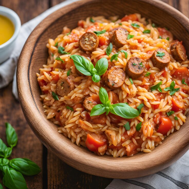 Tomato Orzo with Chicken Sausage Recipe