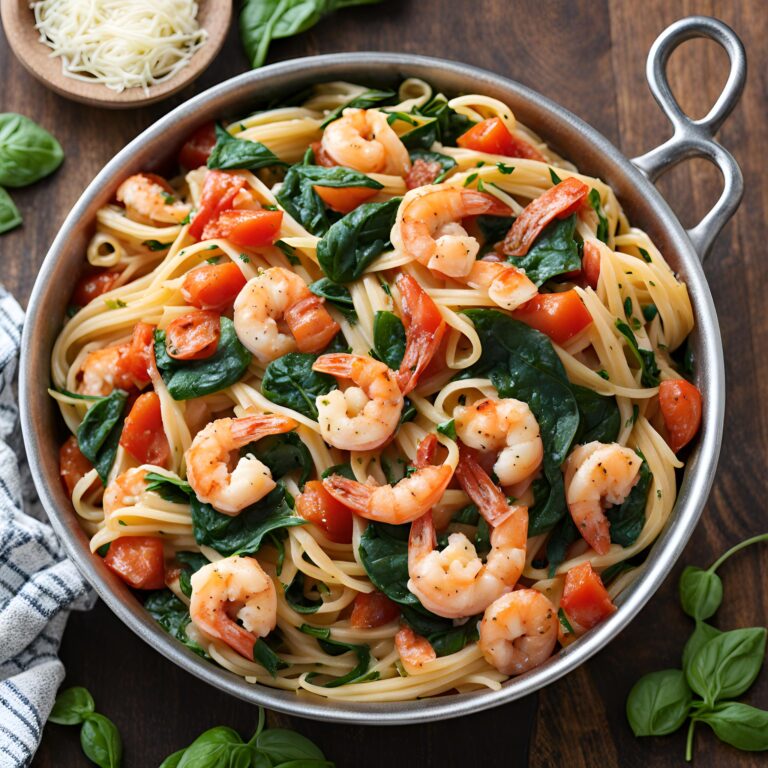 Tomato Spinach Shrimp Pasta Recipe