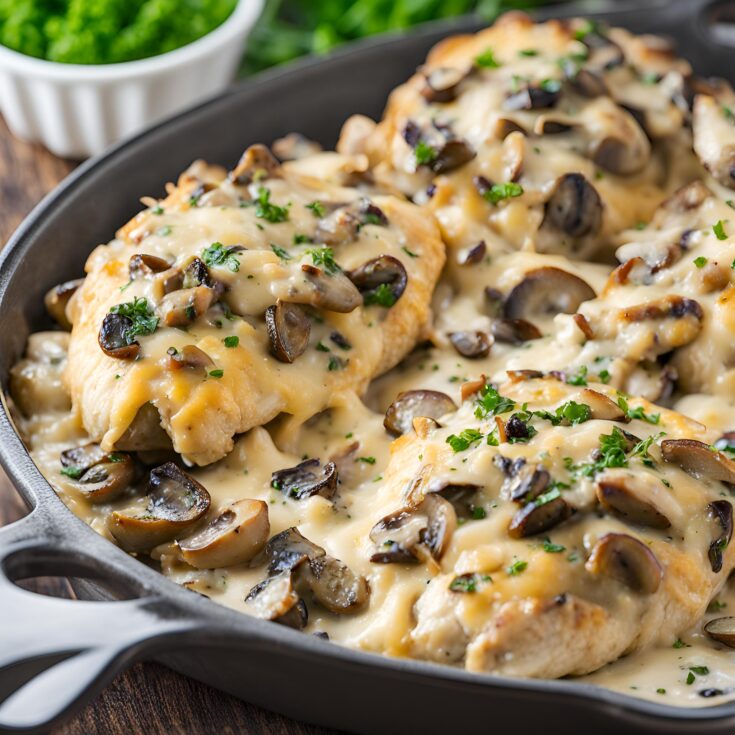 Cheesy Baked Mushroom Chicken Recipe