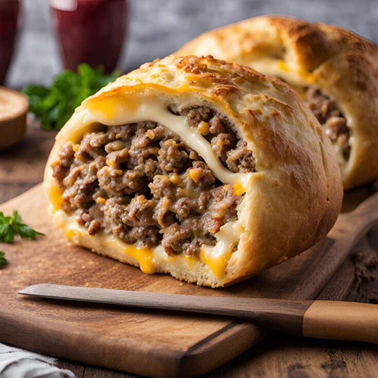 Cheesy Ground Beef Stuffed Bread Roll Recipe