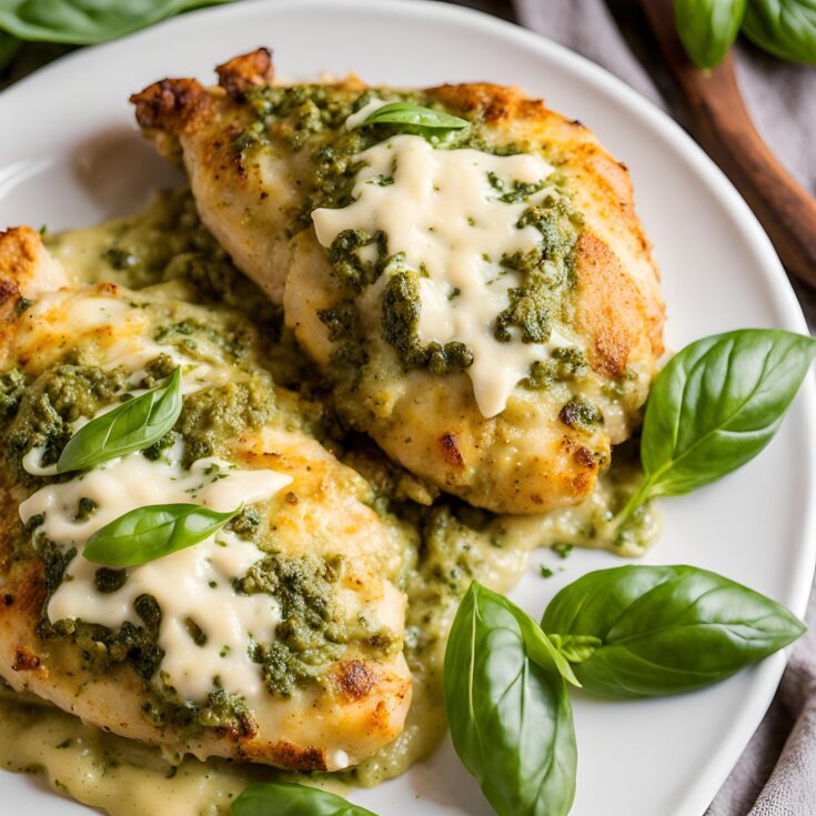 Cheesy Pesto Baked Chicken Recipe