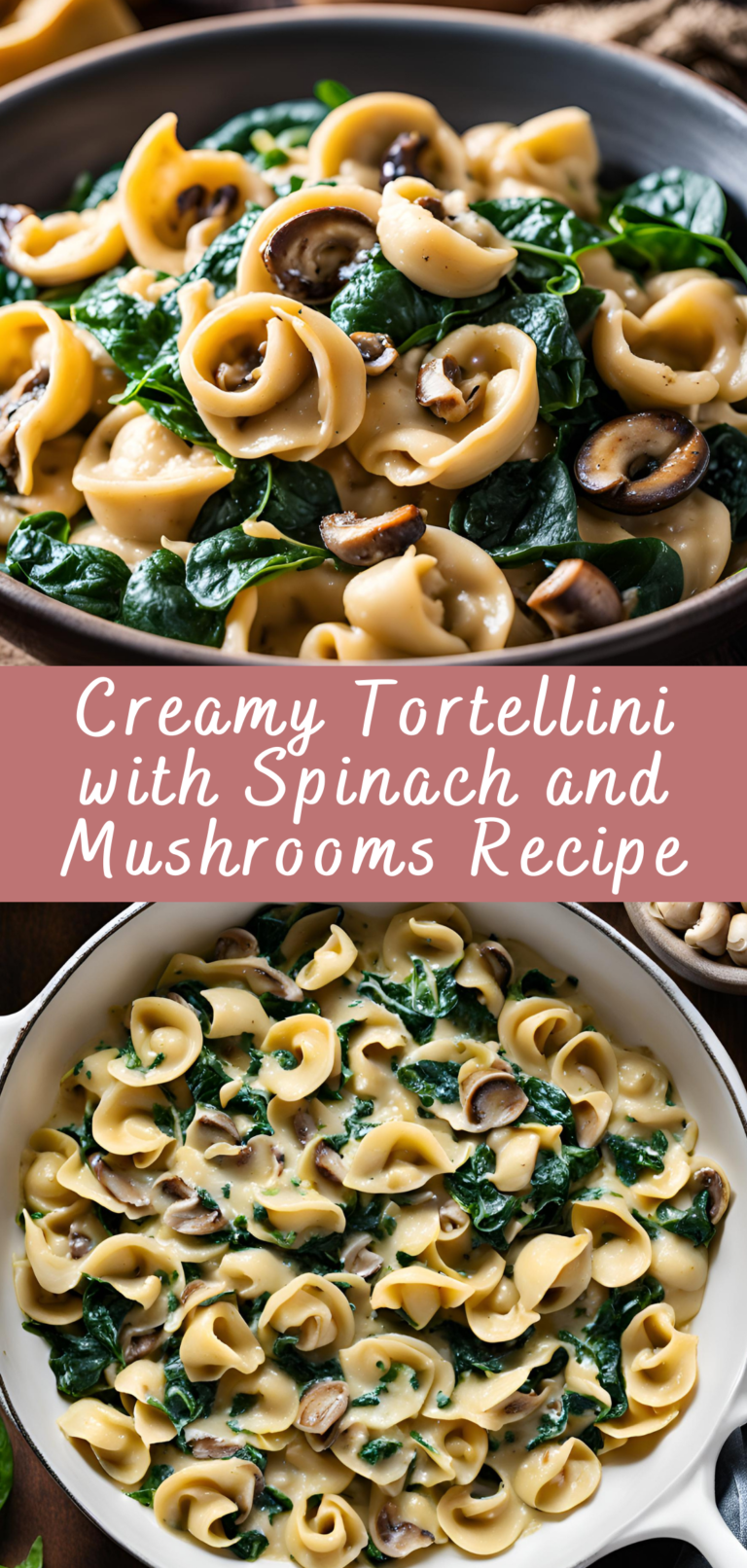 Creamy Tortellini with Spinach and Mushrooms Recipe | Cheff Recipes