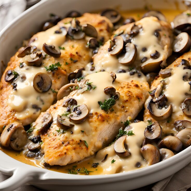 Easy Cheesy Baked Chicken Breasts with Mushrooms Recipe