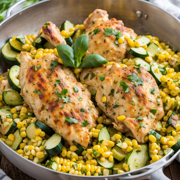 Garlic Butter Chicken with Zucchini and Corn Recipe