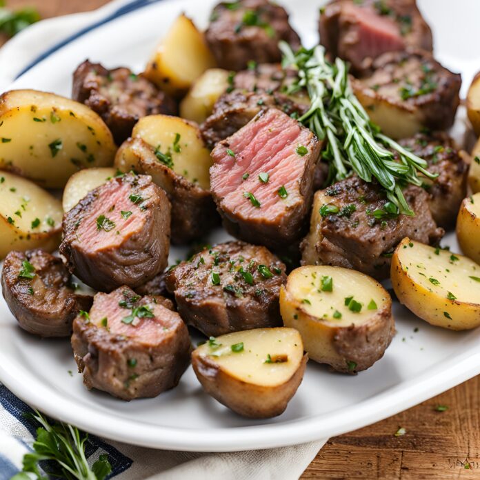 Garlic Butter Herb Steak Bites with Potatoes Recipe