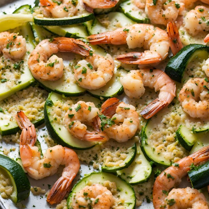 Garlic Parmesan Sheet Pan Shrimp with Zucchini Recipe