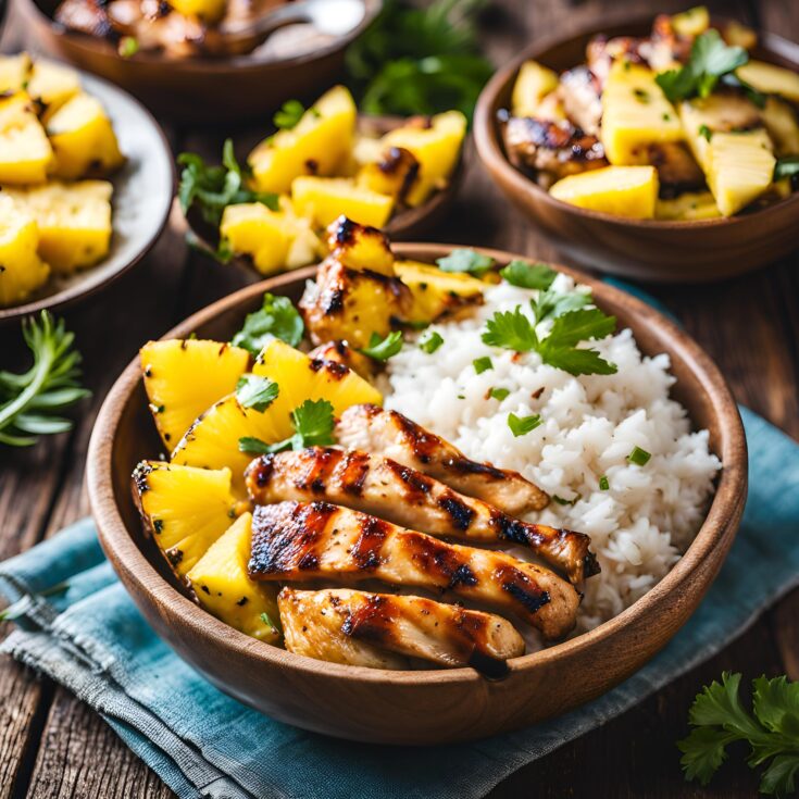 Grilled Chicken and Pineapple Bowls with Coconut Rice Recipe