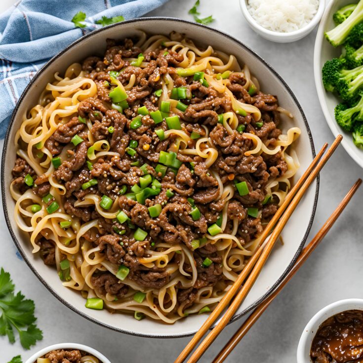 Ground Beef Mongolian Noodles Recipe