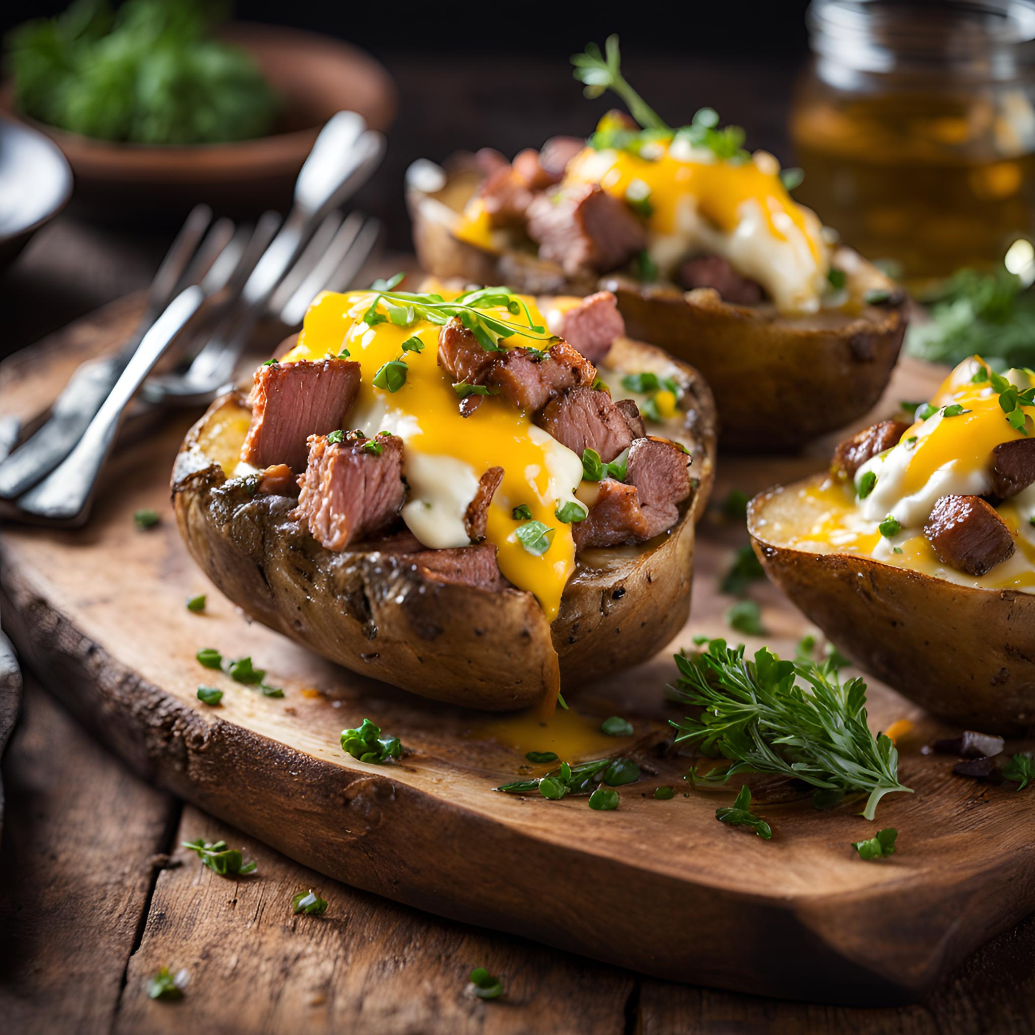 Loaded Baked Potato with Steak Bites Recipe | Cheff Recipes