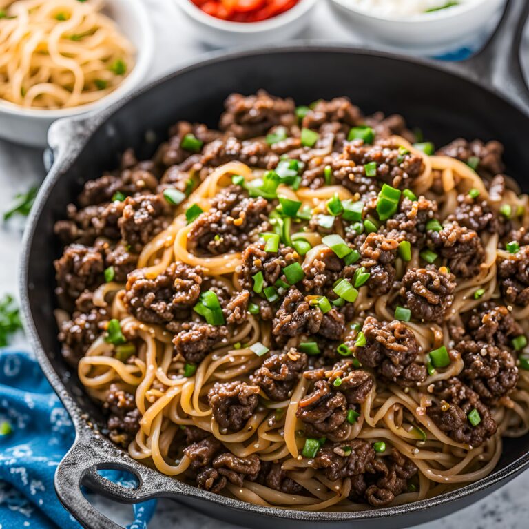 Mongolian Ground Beef Noodles Recipe