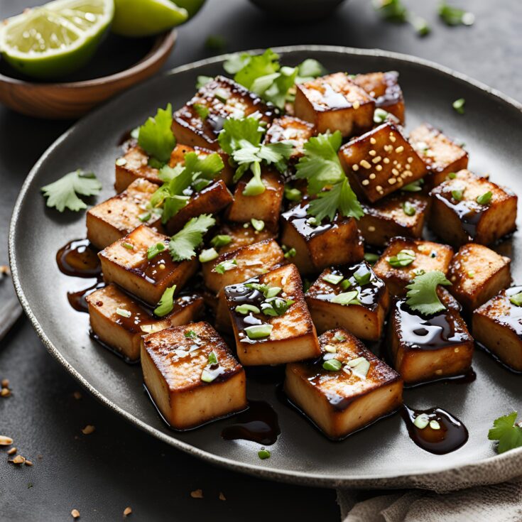 Pan-Fried Garlic Tofu with Sticky Soy Lime Sauce Recipe