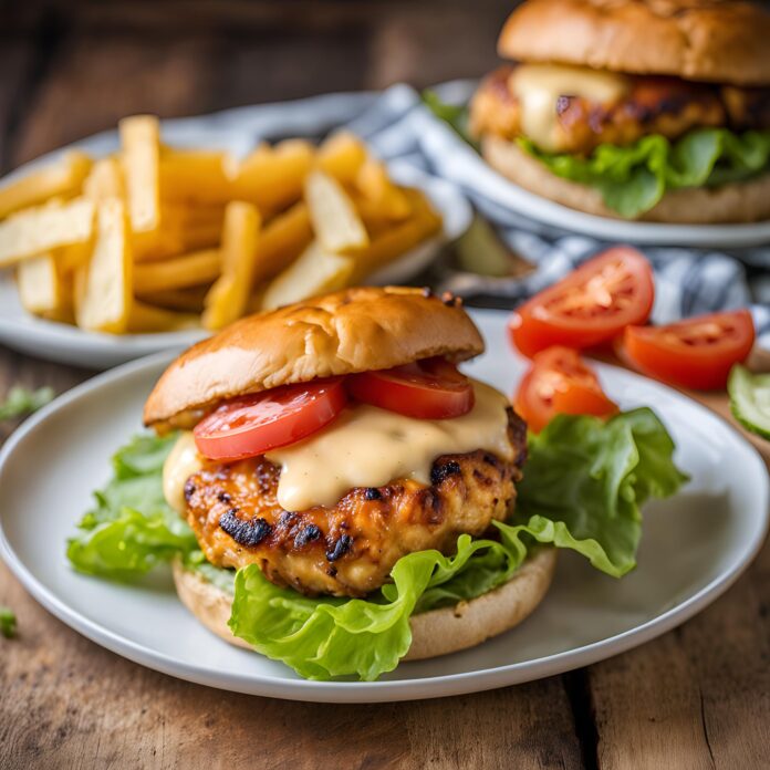 Potato Cheddar BBQ Chicken Burgers Recipe