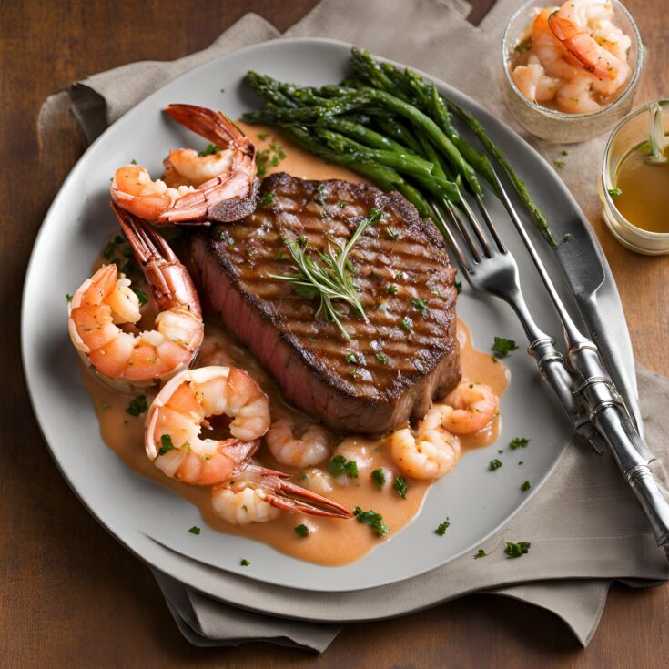 Steak with Shrimp and Lobster Sauce Recipe