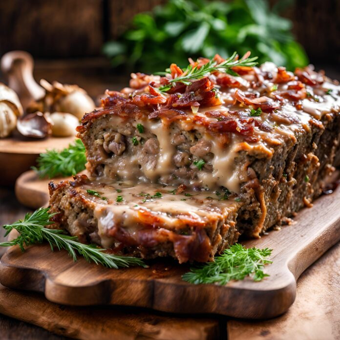 Bacon Mushroom Swiss Meatloaf Recipe