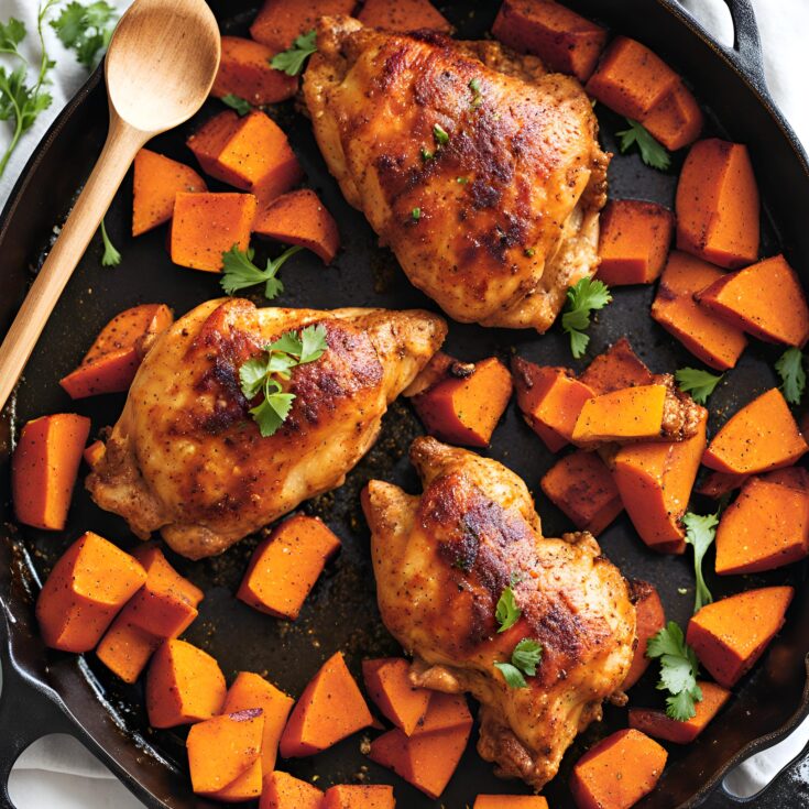 Chili and Brown Sugar Spice Rub Chicken and Sweet Potatoes Recipe