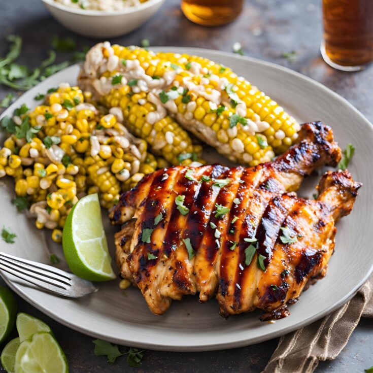 Chipotle Beer BBQ Chicken with Creamed Grilled Corn Recipe