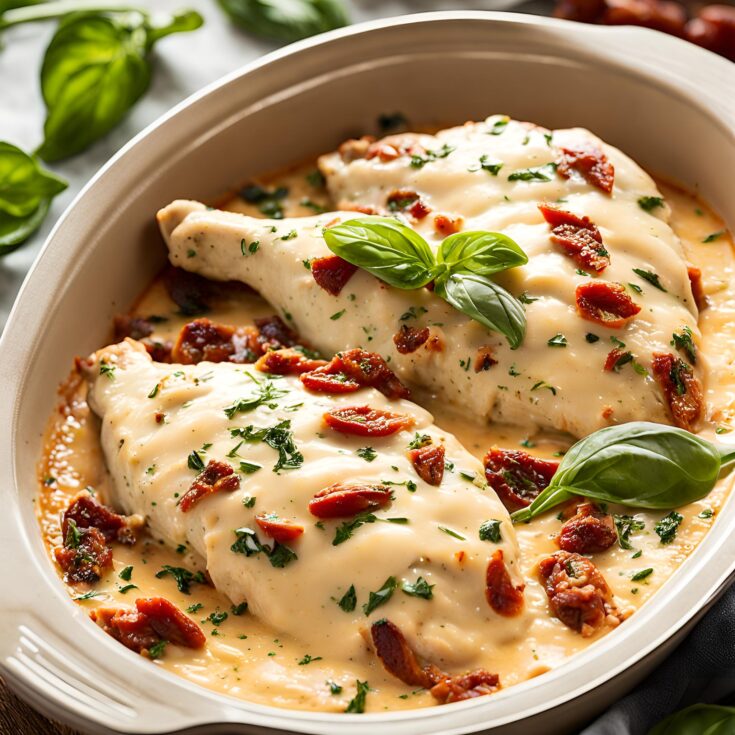 Creamy Baked Tuscan Chicken Recipe