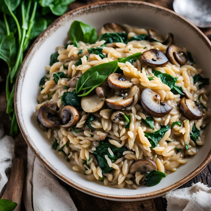 Creamy Mushroom and Spinach Orzo Recipe | Cheff Recipes