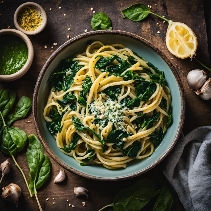 Garlic Butter Spinach and Pasta Recipe