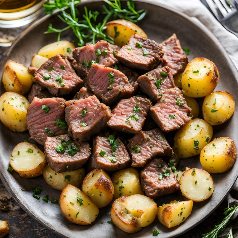 Garlic Butter Steak Bites and Potatoes Recipe