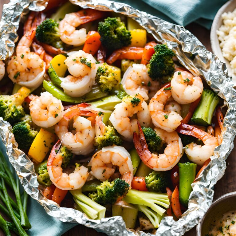 Garlic Shrimp and Veggie Foil Packs Recipe