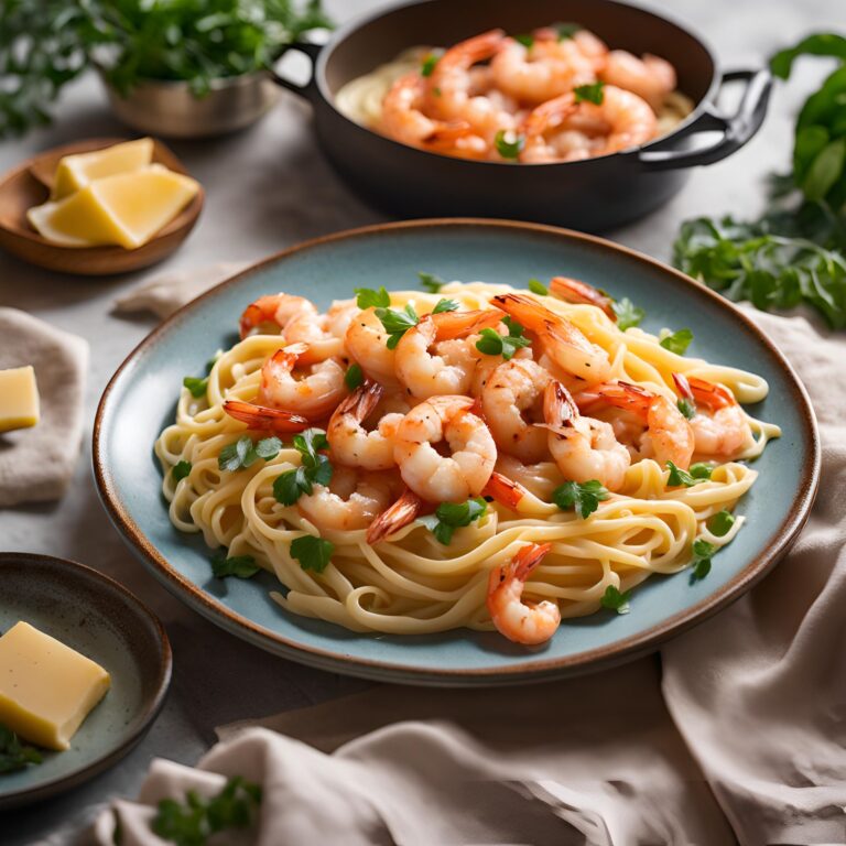 Shrimp Pasta with Creamy Mozzarella Sauce Recipe