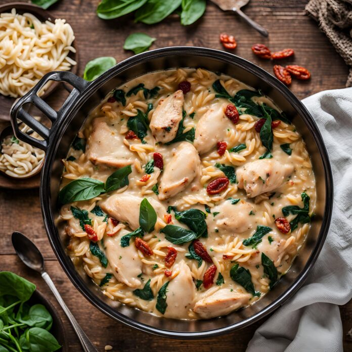 Slow Cooker Creamy Tuscan Chicken Orzo Recipe