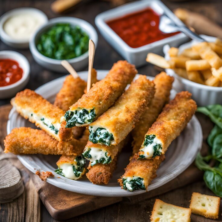 Spinach Dip Mozzarella Sticks Recipe