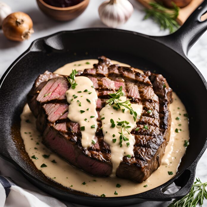 Steak with Garlic Cream Sauce Recipe