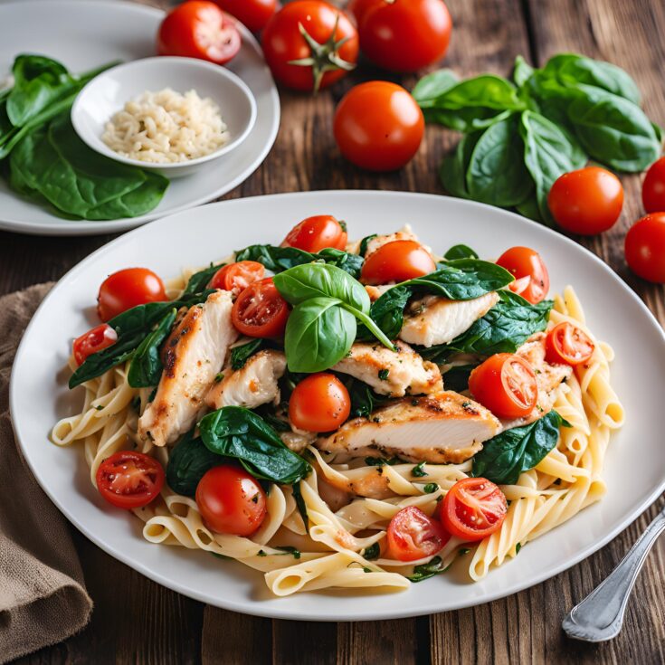 Tomato Spinach Chicken Pasta Recipe