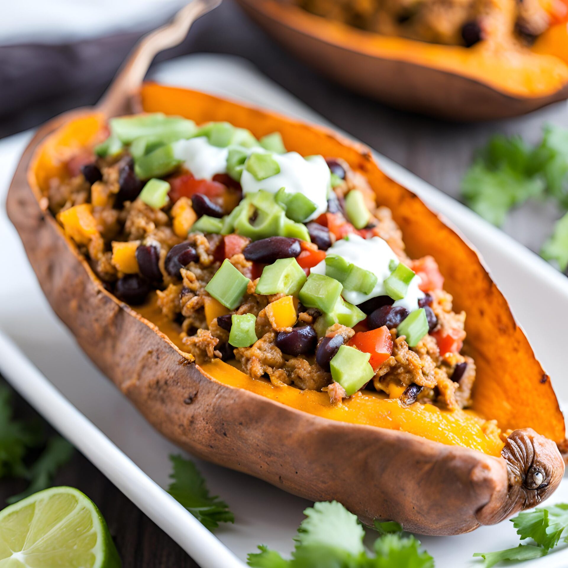 Turkey Taco Stuffed Sweet Potatoes