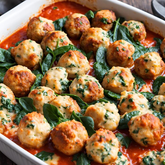 Baked Chicken Ricotta Meatballs with Spinach Recipe | Cheff Recipes