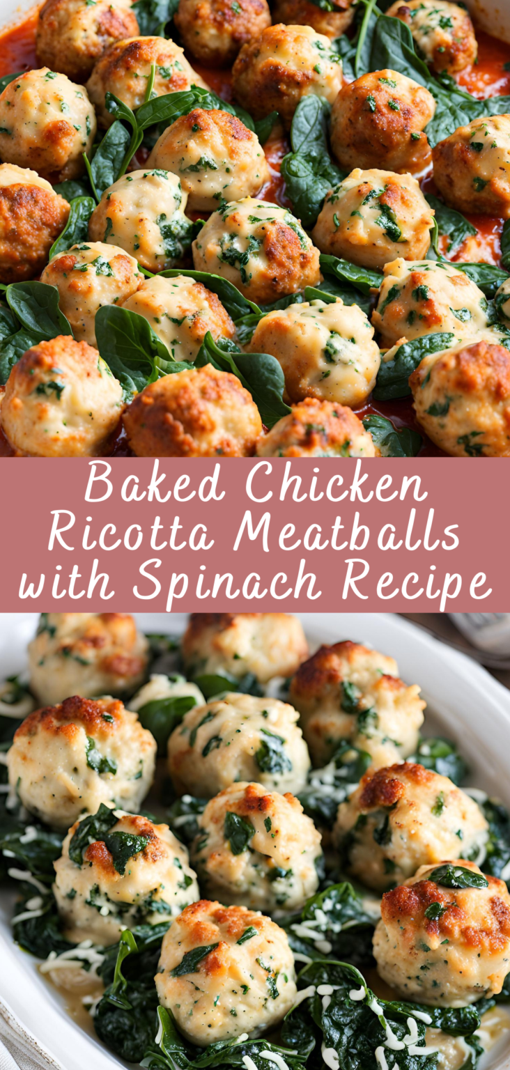 Baked Chicken Ricotta Meatballs with Spinach Recipe | Cheff Recipes