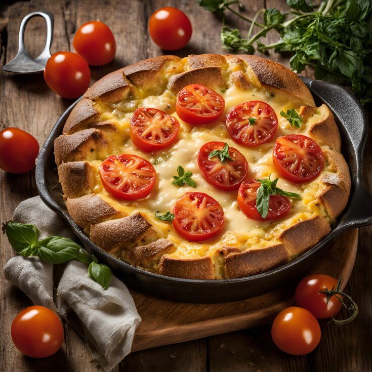 Baked Stale Bread with Cherry Tomatoes and Cheese Recipe