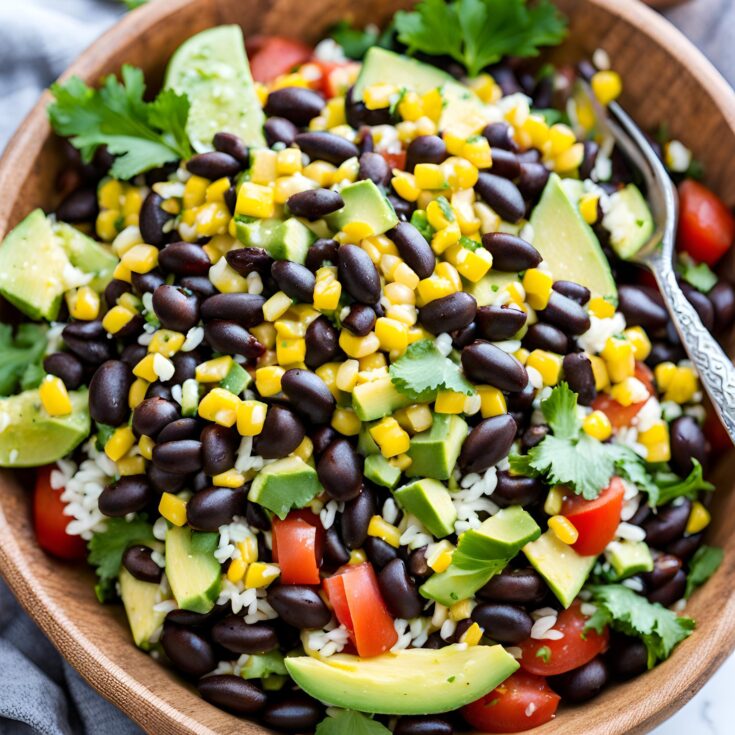 Black Bean Corn Avocado Salad with Rice Recipe