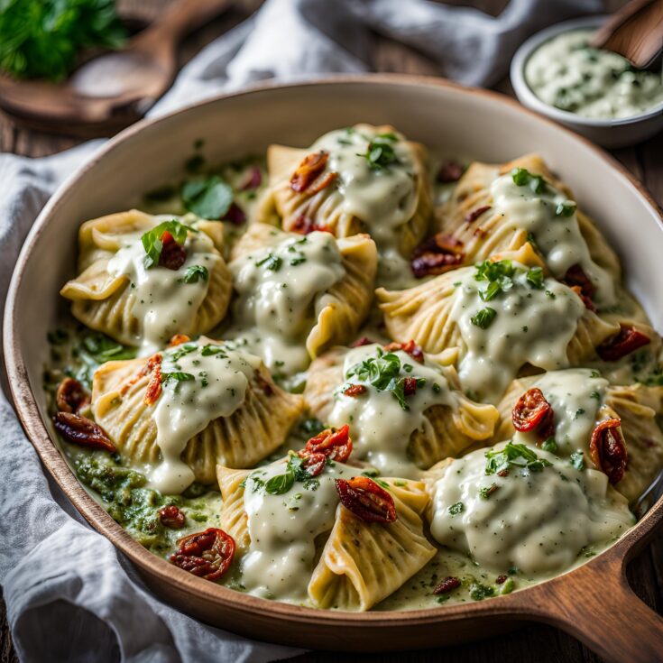  Creamy Pesto and Sun-Dried Tomato Pierogy Bake Recipe