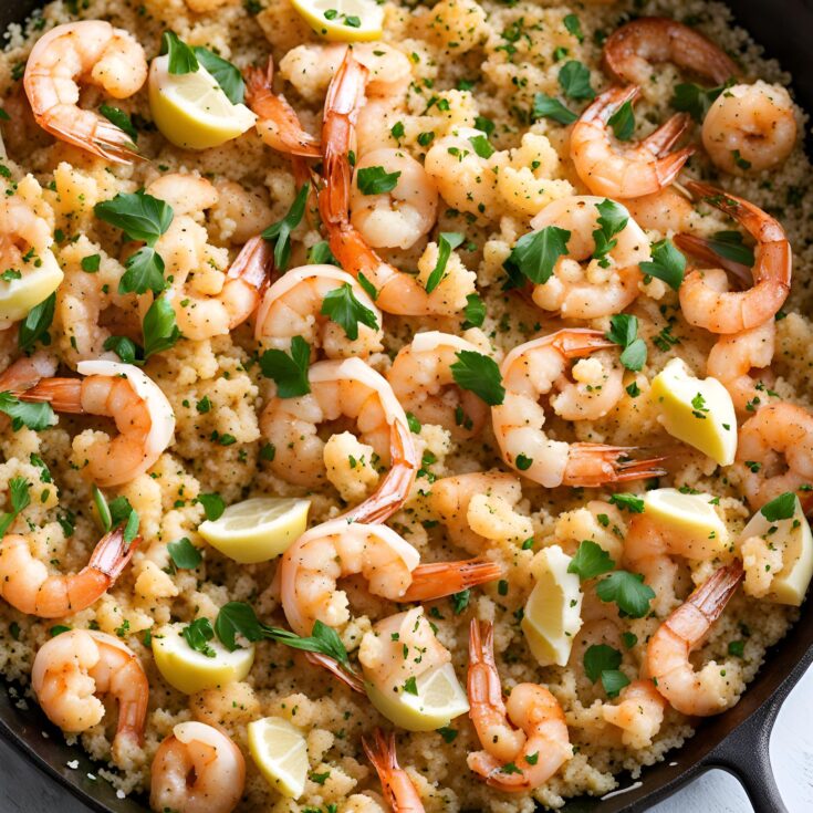 Garlic Butter Shrimp with Lemon Parmesan Cauliflower Rice Recipe